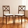 Upholstered Side Dining Chairs Set of 2 with Rubber Wood Frame