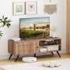 TV Stand for TVs Up To 55 Inch Mid Century Modern Entertainment Center with Storage Cabinet 5 Raised Support Legs Cable Management Hole