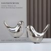 Small Birds Statues Gold Home Decor Modern Style Figurine Decorative Ornaments for Living Room, Bedroom, Office Desktop, Cabinets (M&L, Silver)