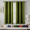 Light Olive Green Blackout Curtains for Bedroom Living Room 63 Inches Long 2 panels