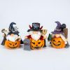 Halloween Gnome Set of 3PCS Halloween Gnomes Pumpkin Themed Resin Halloween Gnomes Decor for Tier Tray Vampire Wizard Witch Gnomes Gifts for Women(Pum