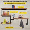 Pipe Shelving, Industrial Floating Shelves with 4-Tier Solid Wood Planks, Modern Rustic Floating Shelves Wall Mounted