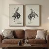 Large Framed Western Cowboy Wall Art Set, 2 Piece Vintage Farmhouse Canvas Prints Paintings