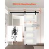 Sliding Barn Door, 30 x 84 inch, High-Strength MDF Panel and Glass, Barn Door with Hardware Kit, Water-Proof PVC Surface, Easy to Install, H-Frame