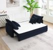 Irina Blue Velvet Sleeper Sectional Sofa w/ 3 Toss Pillows