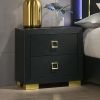 Gorgeous Black 1pc Nightstand Square Pull Handle Metal Legs Bedside Table Bedroom Furniture