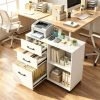 Mobile UnderDesk File Cabinet, Engineered Wood Rolling 3Drawer Office Storage Cabinet with Lockable Casters