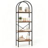 4Tier Arched Freestanding Bookshelf, Industrial Metal Frame Display Storage Rack with AntiTip Kits & Adjustable Foot Pads