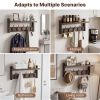 Heavy Duty Wall Mounted Coat Rack with Shelf, Industrial Metal Coat Hooks, Rustproof Entryway Organizer for Jackets, Hats, Bags, Hallway