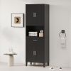 70.9" High Freestanding Tall Bathroom Cabinet with a Drawer, 2 Cabinets, 4 Soft-Close Doors, 2 Adjustable Shelves, Open Storage, for Bathroom