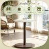 round Marble Side Table Pedestal End Table with Stone Finish Wooden Base Living Room Decorative Coffee Table