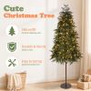 6FT Two-Tone Green Tall-Leg Tree, 228 PE Tips, 145 Warm White Lights with 8 Modes & Remote, US Plug