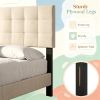 Quilted Grid Linen Upholstered Headboard Queen/Full Size Bed Frame Mount Panel - Fabric Bedding Accessory