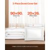 Queen Duvet Cover Set, 100% Cotton, 3 Pieces Bedding Set Queen Size with 1 Duvet Cover 90 x 90 in and 2 Pillow Shams 20 x 26 in, Soft Breathable