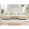 U Shape Modular Sectional Sofa Couch with Two Movable Ottomans, Modern 3 Seat Corner Sofa With Waist Pillows, Throw Pillows and Blostered Armrests