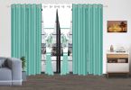 Green Rose Floral 6-Piece Curtain Set, Grommet Window Panels 38 x 84 Inches Each