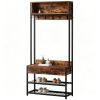 Industrial Style Hall Tree with Drawer And Hooks Entryway Shoe Bench Coat Rack for Living Room Bedroom Corridor Furniture
