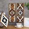 6 Pcs Western Aztec Wall Decor Southwestern Wall Art Boho Farmhouse Geometric Tribal Diamond & Rectangle Wooden Hanging for Home Bedroom Living Room D