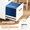 Mobile UnderDesk File Cabinet, Engineered Wood Rolling 3Drawer Office Storage Cabinet with Lockable Casters