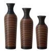 Hand-Woven PVC Rattan Vases, Set of 3 Brown Floor Vases for Home Decor, 27.56in 23.62in 19.69in Tall Farmhouse Decorative Vases