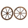 2pcs 24-Inch Old Western Style Garden Art Wall Decor Wooden Wagon Wheel Brown
