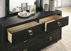 Gorgeous Black 1pc Nightstand Square Pull Handle Metal Legs Bedside Table Bedroom Furniture