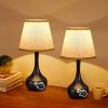 3-Way Dimmable Set of 2 Small Bedside Lamps for Night Stands, Black Desk Lamps for Kids Room,Office,Living Room, End Table(LED Bulbs Included)