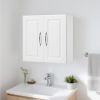 Laundry Room Wall Cabinet, 2-Tier Wall Mounted Hanging Cabinet with Adjustable Shelf, Cupboard Storage with 2 Doors, for Kitchen, Bathroom, Laundry
