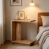 C-Shaped End Table Wood Side Table Nightstand Bedside Table Rustic  Living Room Bedroom Furniture