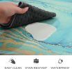 Kitchen Rugs and Mats Set of 2 Teal Marble Gold Anti Fatigue Mat PVC Non Slip Turquoise Foam Cushioned Kitchen Mats for Floor Dining Room Home Office