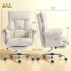 Executive Office Chair, Reclining Computer Chair with Footrest, High Back, Headrest, Adjustable Height, Cream White