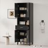 70.9" High Freestanding Tall Bathroom Cabinet with a Drawer, 2 Cabinets, 4 Soft-Close Doors, 2 Adjustable Shelves, Open Storage, for Bathroom