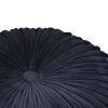 Renee 20 inch Wide Round Pouf in Navy Velvet