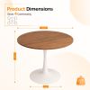 Round Tulip Dining Table for 4 People, 39.4"39.4"29.5" Melamine Laminated MDF Tabletop with Metal Pedestal Base