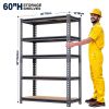 Garage Shelving Storage 60' H, Heavy Duty Metal Shelves 2400 lbs Capacity, Adjustable 5 Tier Rack for Basement Warehouse Pantry Closet, Black