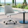Vanity Chair, Armless Desk Chair with Wheels, Adjustable Swivel Fabric Makeup Chair, Comfortable Home Office Task Computer Chair, Gray