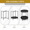 2-Tier Patio Side Table, Outdoor Metal Round Small Coffee Table with Removable Tray