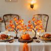 2 Pack Artificial Autumn Maple Tree with 24 LED Lights, Battery/USB Powered Thanksgiving Table Lamp