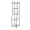 Matte Black Steel 5-Shelf Bathroom Storage Tower Unit