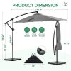 10ft Offset Hanging Outdoor Patio Umbrella with Base Stand Rotate and Tilt, 8 Ribs, UV Protection for Pool Garden Backyard Market, Gray