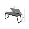 Folding Table with Adjustable Tilt Top and Foldable Legs, Black Woodgrain