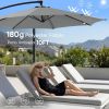 10ft Offset Hanging Outdoor Patio Umbrella with Base Stand Rotate and Tilt, 8 Ribs, UV Protection for Pool Garden Backyard Market, Gray