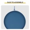 Round 2-Tier Small Side Table, Navy Blue Metal Frame, 12.6 Inch Diameter Compact End Table, Adjustable Non-Slip Feet