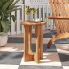 14 Inch Farmhouse End Table with Round Tray Top and Wood Cross Legs Solid Mahogany Wood
