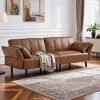 Futon Sofa Bed Leather Sleeper Sofa with Adjustable Backrest Loveseat Couch 3-in-1 Convertible Sofa Bed