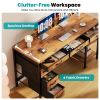 47 Inch Computer Desk with Fabric Drawers & Storage Shelves,Small Home Office Desk Study Table for Home office Bedroom,Rust