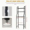 Over The Toilet Storage Rack, 3 Tier Freestanding Bathroom Organizer Shelf, Anti-Rust Metal Space Saving Laundry & Toilet Storage Rack, Black
