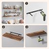 Floating Shelves Set of 2, Rustic Brown Wall Mounted Shelves, 15.8 in Wood Wall Shelf with Iron Brackets for Living Room, Bathroom, Bedroom Decor