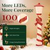5FT Red & White Lighthouse with 110 Warm White LEDs, Fabric-Covered Christmas Light Decor, US Plug