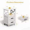 White Nightstand with 2 Drawers and Open Shelf, Bedside Table with Solid Feet, Modern Night Stand End Table for Bedroom, Living Room, Home Office